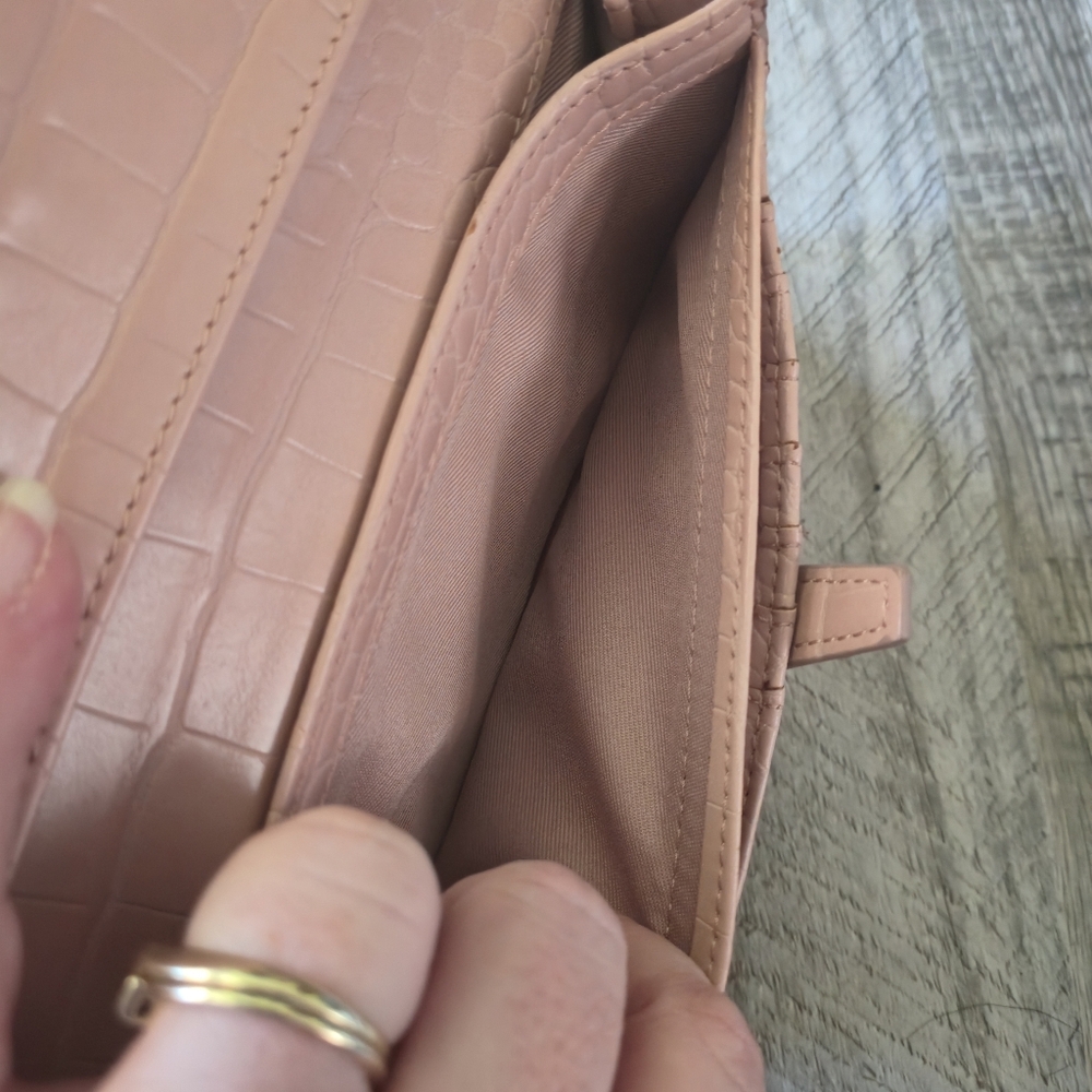 Love & Lore Pink Croc Embossed Continental Clutch Wallet Vegan Faux Leather - Picture 11 of 16